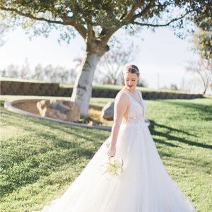Elegant White Lace Wedding Dress -Abella Brides